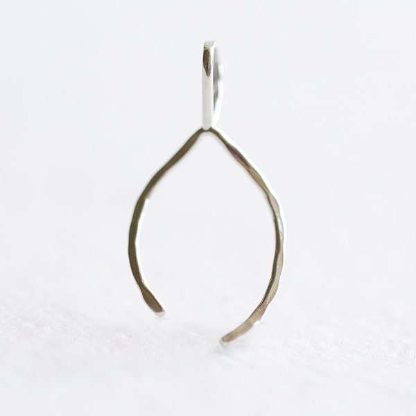 Sterling Silver Skeletal Skinny Wishbone Charm 02-1 - thin light weight skinny wishbone with bail, 925 sterling silver