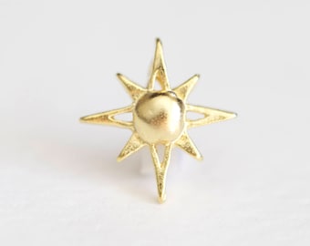 Matte Vermeil Gold North Star Polaris Charm - twinkle wish star, 18k gold plated over sterling silver, side drilled, astronomy, pole star