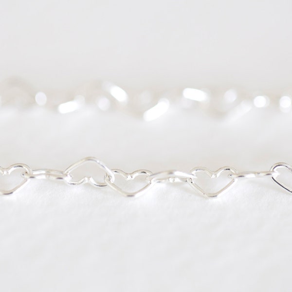 Heart 6mm x 3.5mm Sterling Silver Chain - 1 foot,12 inches, valentines day