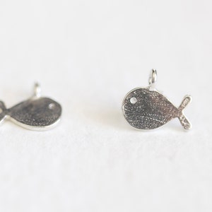 Sterling Silver Tiny Fish Charm - 925 sterling silver, dainty little whale fish, ocean life, sea animal, dolphin, school of fish