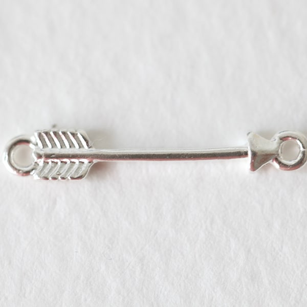 Bright Sterling Silver Skinny Arrow Charm  Connector - 925 silver, thin arrowhead link