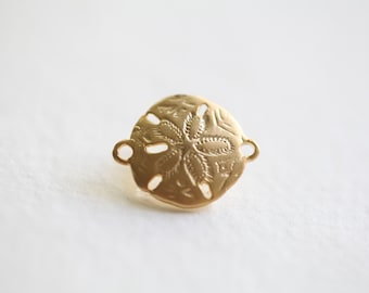 Vermeil Gold Sand Dollar Connector Charm 07 - 18k gold plated over sterling silver sand dollar link