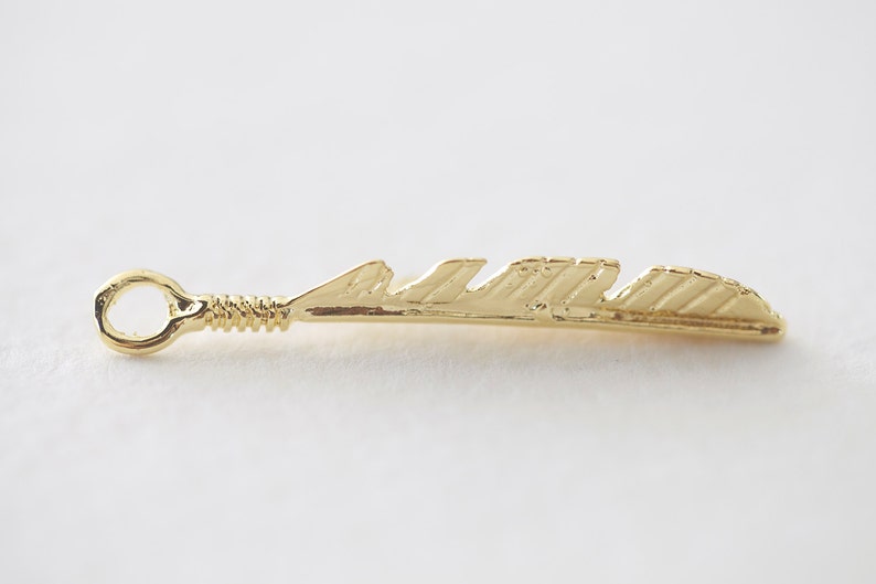 tribal feather pendant charm Vermeil Gold Feather Folded 04-18k gold plated over 925 silver