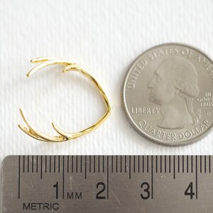 Vermeil Gold Skinny Deer Antler Connector Charm - 925 silver antler head rudolph the reindeer animal taxidermy wild male caribou elk horn image 7