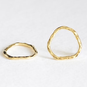 Vermeil Gold Off Round Organic Shape Hammered Circle Connector Spacer Link - 18k gold over sterling silver, textured irregular circle charms