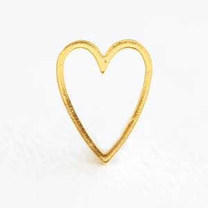 Vermeil Gold Open Heart Charm - 18mm x 18mm 18k gold plated over 925 sterling silver 1mm thick open cupid heart, valentines love friendship