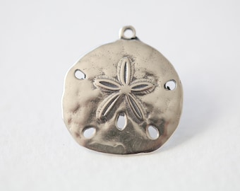 Ciondoli in argento Sterling Sand Dollar 01 - argento 925, ciondolo rotondo nautico, tema spiaggia, 18 mm