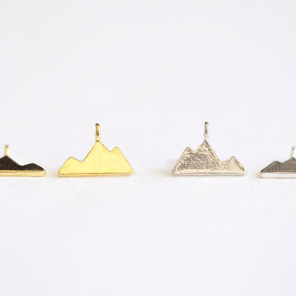 Vermeil Gold or Sterling Silver Tiny Mountain Charms - small gold mt everest pendant, arrowhead peak, 925 sterling silver, luxem supply