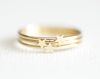 1PCS Star Stacking Ring 14k Gold Filled - anneau d'articulation mince de tous les jours minimaliste simple, anneau midi, souhait amour paix étoile, prêt à porter luxem