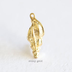 Vermeil Tropical Conch Sea Shell Charm 04 18k gold over sterling silver sea life snail shell pendants, spiral shell, oyster, sea shell image 4
