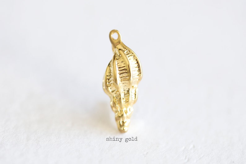 Vermeil Tropical Conch Sea Shell Charm 04 18k gold over sterling silver sea life snail shell pendants, spiral shell, oyster, sea shell image 4