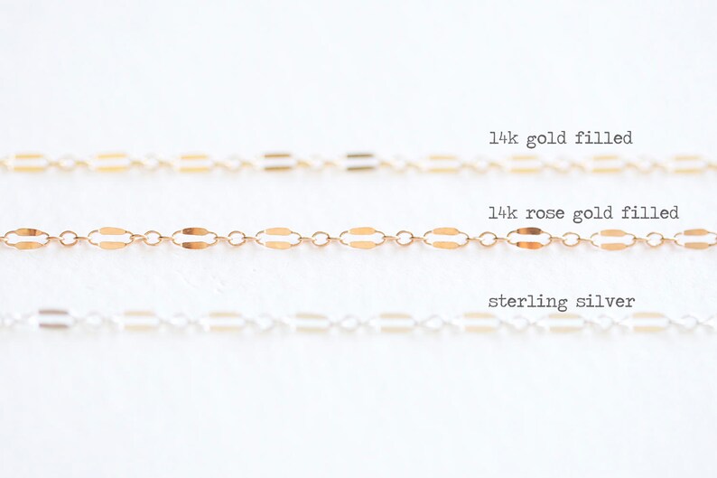razor blade craft supplies luxem supply 14K Gold Filled Sequin Dapped Long and Short Chain 01-14k gf 5x 2.5mm sequins chain
