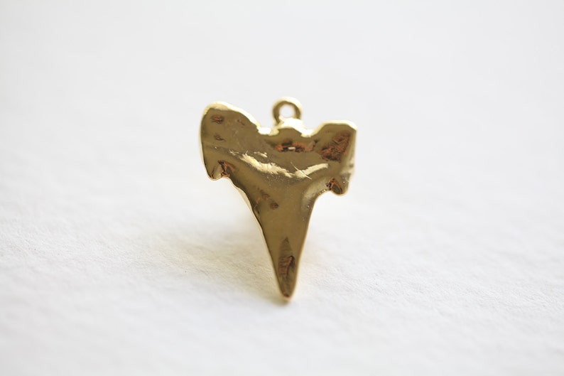 Large Shark Tooth Pendant 02 vermeil gold shark tooth charm, 18k gold plated over sterling silver image 3