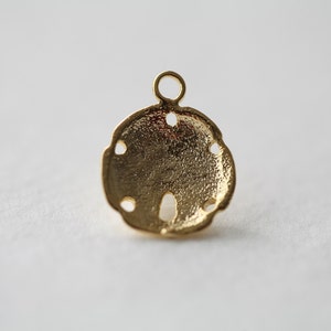 Vermeil Sand Dollar Charms 08 18k gold over sterling silver, nautical round pendant, beach themed, 18mm image 3