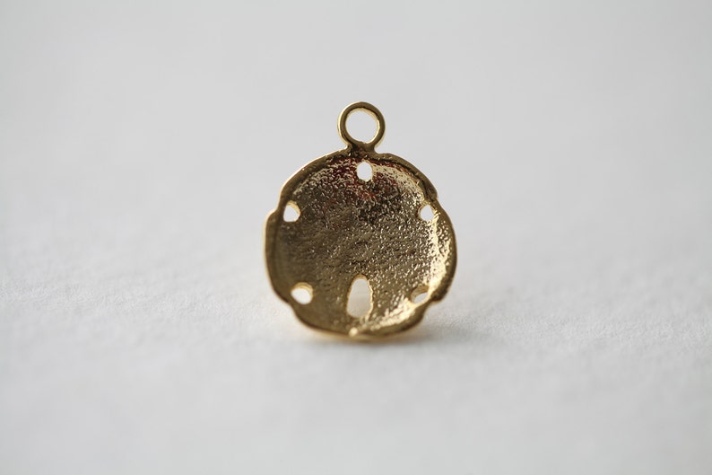 Vermeil Sand Dollar Charms 08 18k gold over sterling silver, nautical round pendant, beach themed, 18mm image 3