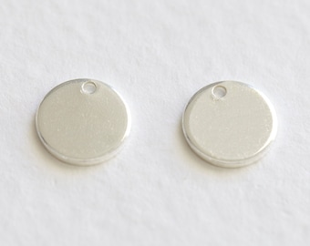 Blank Sterling Silver 9mm 20 gauge Metal Stamping Charm - blank stamping circle tag