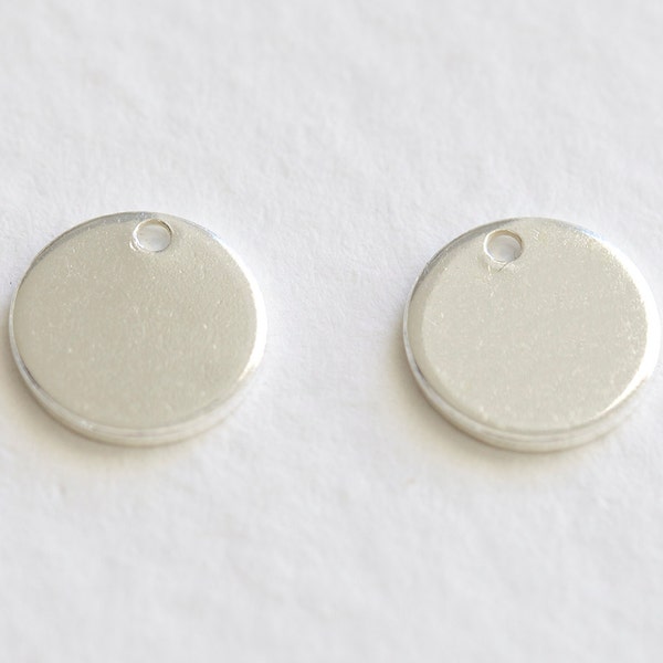 Blank Sterling Silver 9mm 20 gauge Metal Stamping Charm - blank stamping circle tag