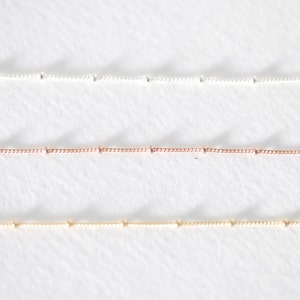 14K Gold FIlled, Rose Gold Filled  or Sterling Silver Satellite Curb Ball Beaded Chain - 5 Foot chain with 2mm beaded chain