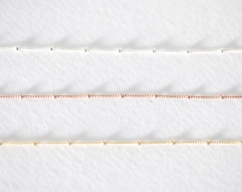 14K Gold FIlled, Rose Gold Filled  or Sterling Silver Satellite Curb Ball Beaded Chain - 5 Foot chain with 2mm beaded chain