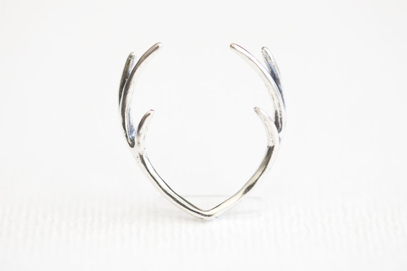 Vermeil Gold Skinny Deer Antler Connector Charm - 925 silver antler head rudolph the reindeer animal taxidermy wild male caribou elk horn image 2