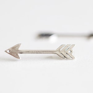 Arrow Sterling Silver Connector Charm - 2pcs 925 silver arrow spacer link 2 holes, boho feather pendant, bow and arrow, archery, native
