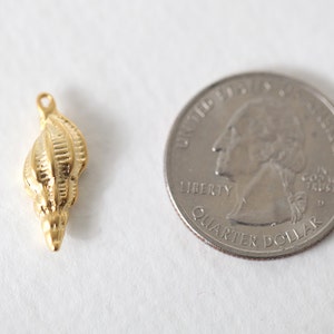 Vermeil Tropical Conch Sea Shell Charm 04 18k gold over sterling silver sea life snail shell pendants, spiral shell, oyster, sea shell image 6
