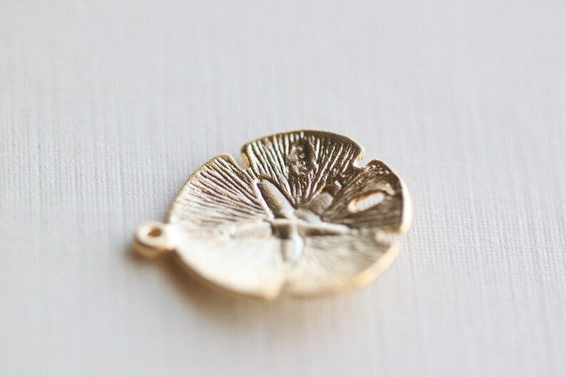 Vermeil Sand Dollar Charms 02 18k gold over sterling silver, nautical round pendant, beach themed, 18mm image 3