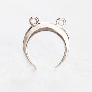 Sterling Silver Crescent Moon Horn Connector Charm - 925 silver, C shape wish moon charm connector 2 holes