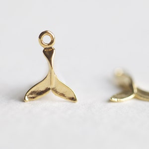 Tiny Vermeil Dolphin Fin Tail Charms - 18k gold plated over sterling silver, sea life animal charms