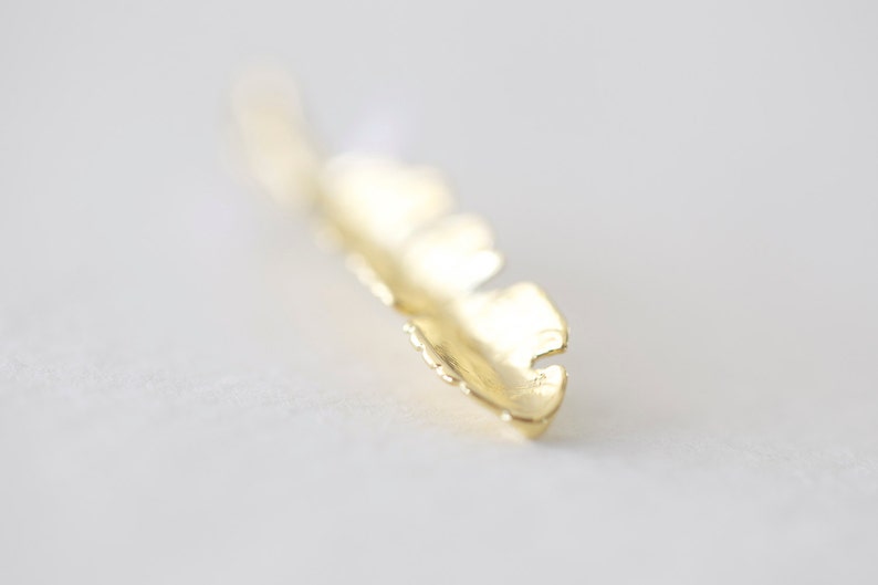 tribal feather pendant charm Vermeil Gold Feather Folded 04-18k gold plated over 925 silver