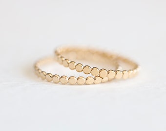 14K Gold Filled Beaded Ring - 1 pièce or jaune rempli 14kgf dot anneau simple de tous les jours, anneau d'articulation, anneau midi, anneau d'empilage, luxem