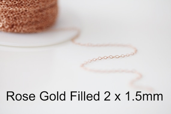 14k Rose Gold Filled Flat Cable Chain - 2x1.5 mm pink gold basic flat cable chain (FC10GF)