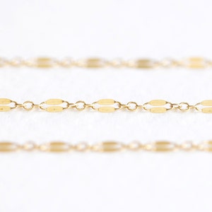 14K Gold Filled Marquise Bar Link Chain- 2mm Width Bar Gold Filled Chain, 8mm x 2mm Chain Dapped Bar Chain Long and Short Chain, Bulk Chain, Sterling