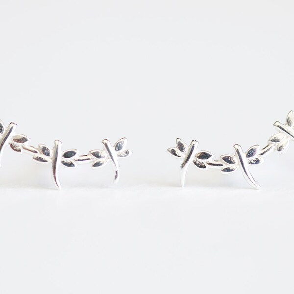 Sterling Silver Dragonfly Climbers-925 silver dragonfly ear crawler post earrings, dragon fly earrings, simple everyday jewelry luxem supply