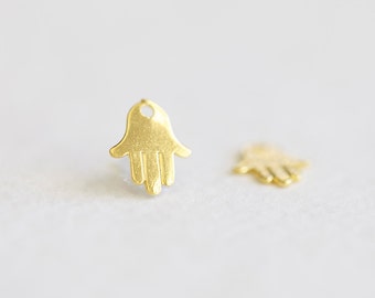 Teeny Tiny Gold Fatima Hamsa Hand Charms - vermeil, 18k gold over sterling silver, lucky hamsa hand, good luck and fortune