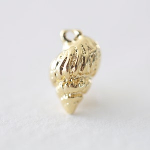 Tiny Vermeil Gold Conch Shell Charm 12 - dainty little sea shell charm, sea life, beach, ocean charm and pendant