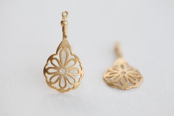 Vermeil Daisy Chandelier Frame - Teardrop Daisy Flower Filigree Chandelier Frame 1 pair
