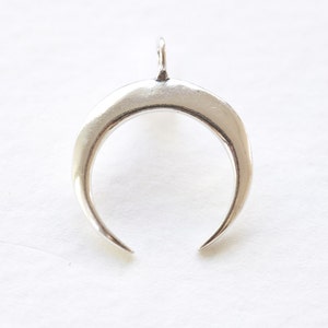 925 Sterling Silver Crescent Moon Pendant - C shape wish moon charm in sterling silver