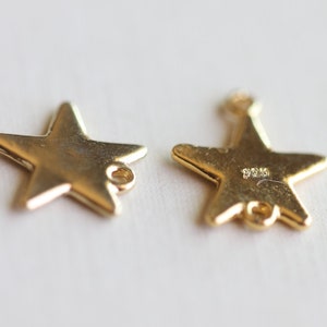 Shiny Gold Star Connector 01 Vermeil gold link charms, 11mm, shiny gold dreamy stars, 1 pair image 4