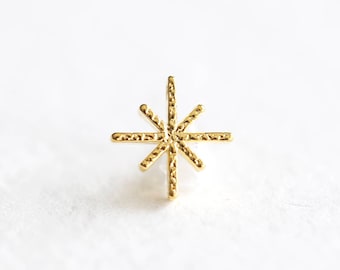 Vermeil Gold Stargazer Charms - small skinny north pole star asterisk charm, luxem jewelry supply, 18k gold plated over 925 sterling silver