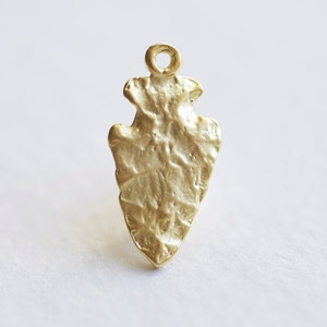Vermeil Gold Rustic Primitive Arrow Charm - vermeil gold arrow pendant, 18k gold plated over sterling silver