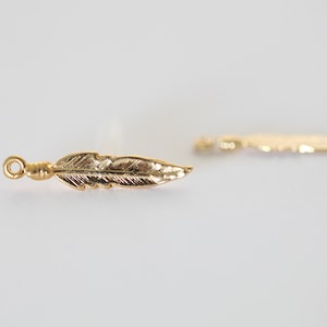 Vermeil Gold Tiny Feather Charms 12 - 18k gold plated over sterling silver, 1pair small feather charms