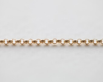 Rolo Chain 1.4mm - 14K Gold Filled Rolo Chain, Unfinished Chain by Foot, Sturdy and Delicate