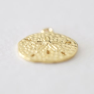 Vermeil Gold Sand Dollar Charm Pendant 04 sea life necklace pendant, 18 karat gold plated over sterling silver image 3