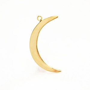 Shiny Gold Crescent Charm - vermeil shiny gold crescent moon charm, celestial half wish moon, sickle shape