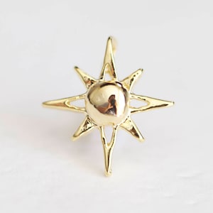 Shiny Vermeil Gold North Star Polaris Charm - twinkle wish star, 18k gold plated over sterling silver, side drilled, astronomy, polar star