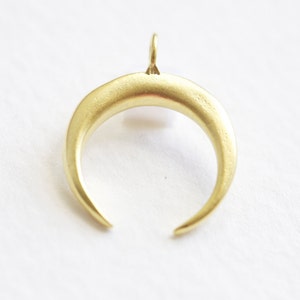Matte Vermeil Gold Crescent Moon Pendant - 18k gold plated over 925 silver, C shape wish moon charm