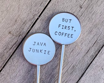 Coffee stirrer, swizzle stick, coffee gift, coffee lover, coffee humor,java junkie, but first coffee, coffee inspo, coffee puns