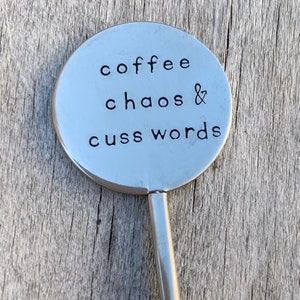Coffee stirrer, coffee lover, java junkie, coffee bar, coffee accessories, coffee humor, coffee gift, coffee chaos and cuss words