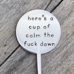 Coffee stirrer,coffee lover,java junkie,coffee bar,coffee accessories, coffee humor, coffee gift,here’s a cup of calm the fuck down,coffee Bild 2